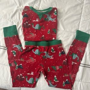 Kids Red and Green Dino Christmas Pajamas